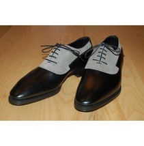 NEW Handmade Two Tone Shoes, Men&#39;s Gray &amp; Black Leather Suede Cap Toe Lace Up Sh - £116.91 GBP