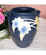 Vintage Roseville Pottery Blue Luffa Flower Handled Vase 685-7  REPRODUC... - £24.92 GBP