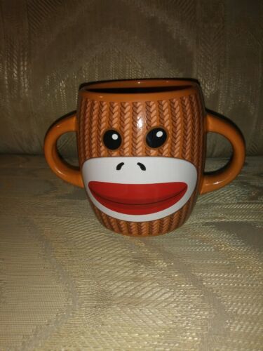 Primary image for Galerie Sock Monkey 2 Double Handle Coffee Tea Mug Cup Dishwasher Microwave Safe