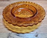 Vintage Indiana Glass Mid-Century Amber Starburst Ruffled Edge Ashtray -... - $21.79