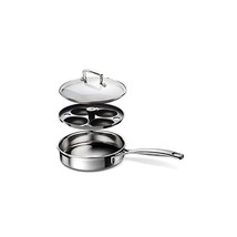 Le Creuset 20 cm 3-Ply Stainless Steel Saute Pan with Non-Stick Poaching Insert  - £209.51 GBP