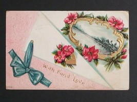 Valentines Day With Fond Love Lake House Scene Antique Embossed Postcard 1910 (a - £6.27 GBP