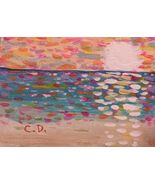 ACEO Original Sunset Seascape Painting Signed Collectible Impressionism ... - $9.31