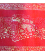 NEW Elephant Floral Asian Table Runner Bed Scarf Gold &amp; Red Brocade 82&quot; ... - $14.84