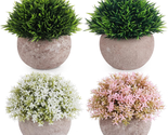 Artificial Potted Plants, 4PCS Mini Fake Flower and Grass in round Pot, ... - $36.42