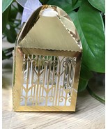 100pcs Metallic Gold Wedding gift box with ribbon,Laser Cut wedding favo... - $34.00+