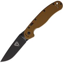 Ontario RAT 1A Assisted Opening Knife 3.5" AUS-8 Black Blade Tan G10 8871TN - $74.23