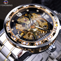 Forsining Watch Men&#39;s Fashion Casual Classic Popular Hollow Rhinestone Manual Me - £37.77 GBP