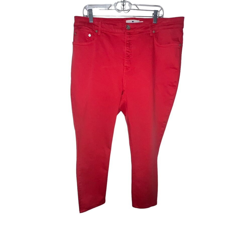 Vineyard Vines Jamie High Rise Skinny Jeans Pant Garment Dyed Red Women ... - $26.31