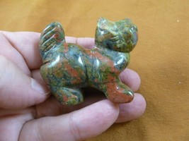 (Y-CAT-WA-726) green orange KITTY CAT walk gemstone carving figurine I l... - £14.01 GBP