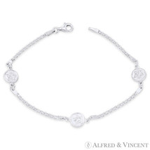 8mm Angel Charm &amp; 2mm Bismark Link Italy Chain Bracelet in .925 Sterling Silver - £20.37 GBP