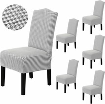 H.Versailtex Houndstooth Dining Chair Covers Set Of 6, Stretch Slipcover... - $54.99