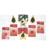 Vintage Hallmark Christmas Brooch Pin Lot Tree Poinsettia Snowman Holiday - €33,47 EUR