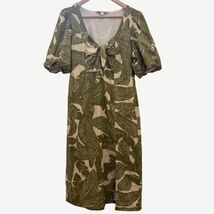 Walter Baker Juanita Tie-Front Palm Print Dress Green Beige Women's Size 10 - $14.99