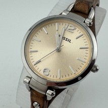 VTG Fossil Quartz Watch ES2830 Women Silver Steel Leather Bund Band New ... - $496.14 MXN