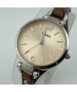 VTG Fossil Quartz Watch ES2830 Women Silver Steel Leather Bund Band New ... - $490.01 MXN