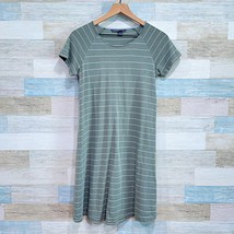 Free Fly Raglan Sleeve T Shirt Dress Green White Stripe Casual Womens Small - £30.55 GBP