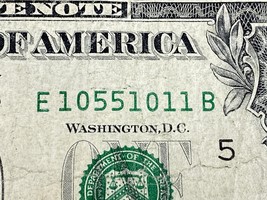 Date Note Fancy Serial Number One Dollar Bill Tombstone Trinary Birthday... - $19.99