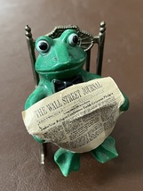 Vintage 1970s Enesco Frog in Rocking Chair Reading The Wall Street Journal - $15.00