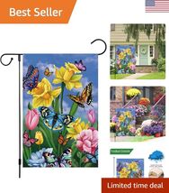 Spring Butterfly Floral Burlap Garden Flag 12x18 - Versatile Outdoor Dec... - $11.63