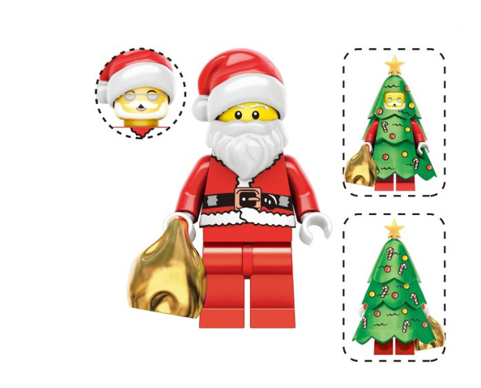 Santa Claus Glasses With Christmas Tree Custom Minifigures - $8.69