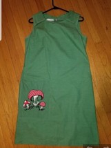 Vintag 1960s 1970s Retro Lounge Craft Mod Mushroom Embroidered Shift Dress - $149.00