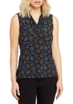 Nwt Anne Klein Black Blue Career Pleated Top Blouse Size L $49 - £36.48 GBP