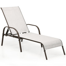 Outdoor Patio Lounge Chair Chaise Fabric Adjustable Reclining Armrest Po... - £123.33 GBP