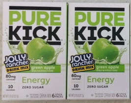 2X Pure Kick Energy Jolly Rancher Green Apple Zero Sugar Drink Mix SAME-... - £7.85 GBP
