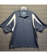 NIKE Shirt Mens XL Performance Waffle Knit Navy White Golf Polo - £13.18 GBP