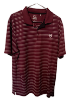 Cutter &amp; Buck Mens Maroon White Stripe Moisture Wicking Golf Polo Size XL - £18.66 GBP