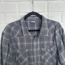 VANS Button Up Plaid Shirt Long Sleeve Mens XL Missing Top Button Metal ... - $16.65