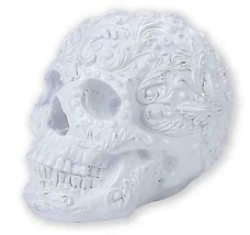 French Baroque Rococo White Floral Skull Statue Royal European 3D Skulls Decor - £30.62 GBP