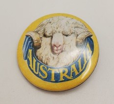Australia Travel Souvenir Button Pin With Ram or Sheep Colorful Vintage Pin - $16.63
