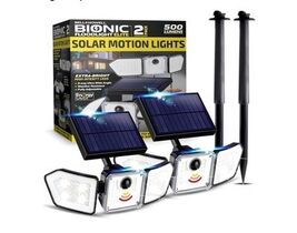 Bionic Solar Flood Light Set - 89 LEDs, 3 Adjustable Heads for Ultimate ... - $34.53