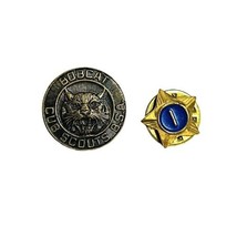 Vintage BSA Bobcat &amp; 1 Year Service Cub Scout Brass Lapel Pin Lot of 2 - £7.09 GBP