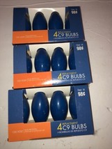 LOT Three 4 C9 Replacement Bulbs 120v 7w 60hz AC - 12  Blue  Bulbs - £14.31 GBP