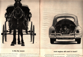 1964 VW Volkswagen Beetle &amp; horse-drawn carriage photo 20x13 vintage ad c9 - $24.11