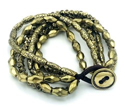 Etched Gold Tone Multi Strand Bracelet Crown Hallmark - £12.65 GBP