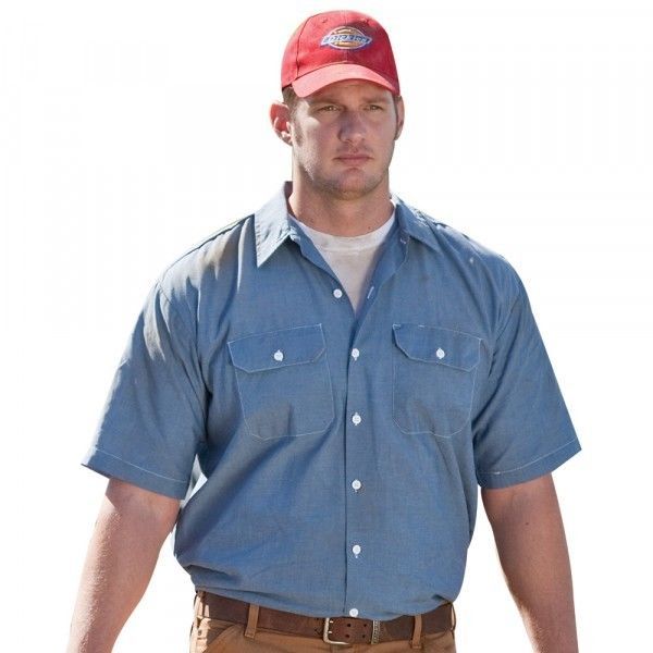 Dickies Classic Men's Short Sleeve Chambray Shirt in Small to 3XL - $34.94