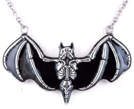 Controse Murcielago Flying Black Bat Skeleton Gothic Pendant Necklace CN100 - £19.30 GBP