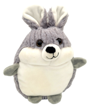 Linzy Bunny Rabbit Plush Stuffed Animal 10&quot; Gray Ribbed Cream Fleece Easter - £12.86 GBP