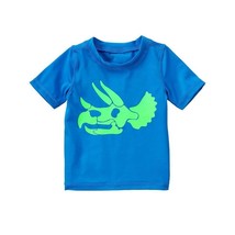 NWT CRAZY 8 Blue Dinosaur Boys Rashguard Short Sleeve Swim Shirt 6-12 Months - £7.22 GBP