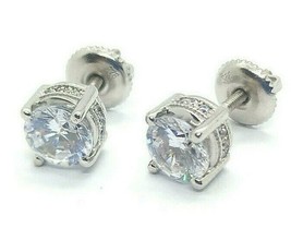 Cerified 2.00 Ct D/VVS1 Real Moissanite Solitaire Stud Sterling SIlver Earrings - £66.10 GBP