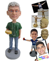 Personalized Bobblehead Man In Cool Casual With Pizza In Hand - Leisure &amp; Casual - £71.97 GBP