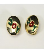 Joy Vintage Clip On Earrings Christmas 7/8&quot; H  x  5/8&quot; W  Xmas - €11,00 EUR