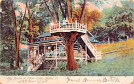 Akron Ohio Oh~Silver LAKE-LOG House~Antique Vintage Postcard To Forestville Va - £4.72 GBP