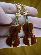 (M14-D) Stradivarius Violin Earrings 24k Gold Plate Jewelry I Love Music Concert - £27.29 GBP