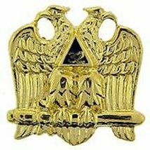 Mason Masonic 32 Eagle Gold Lapel Pin - £16.01 GBP