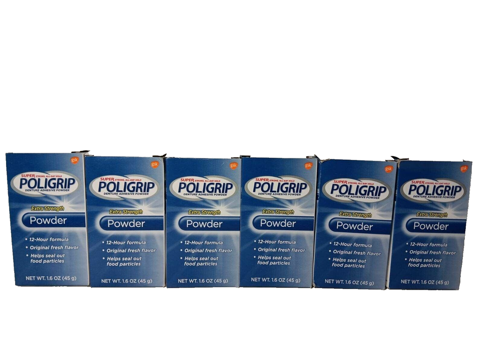 6 Pack Super PoliGrip POWDER 12 Hour 1.6oz